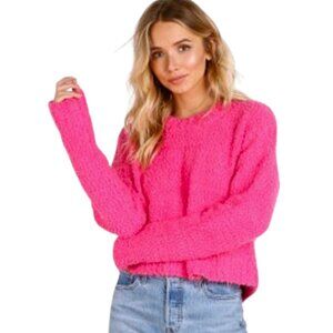 Show Me Your Mumu Cropped Varsity Sweater • Dazzling Pink • Small